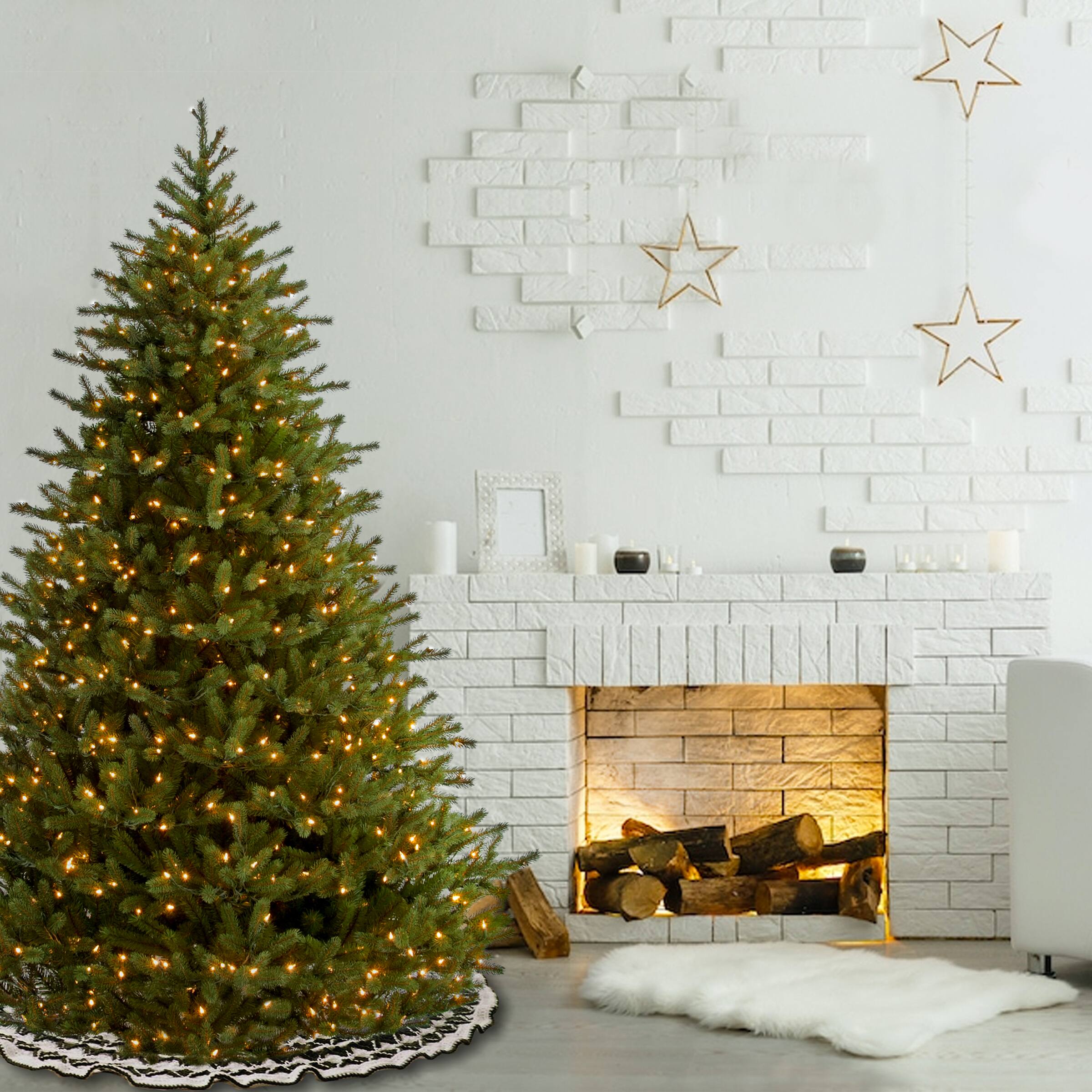 6.5 Ft. Pre-Lit Feel Real&#xAE; Norway Medium Artificial Christmas Tree, Clear Lights